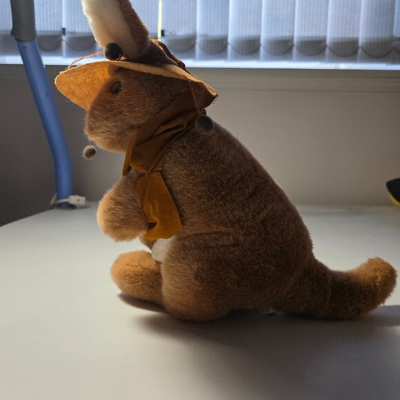 Kangaroo with Joey in Pouch Stuffed Animal Plush w/ Vest/Hat - Picture 5 of 6